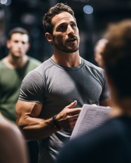 Personal trainer explicando um treino.